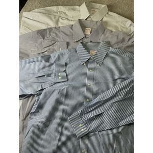 3 Brooks Brothers Shirt Mens 16-6/7 Blue White Striped 346 Long Sleeve Button‎